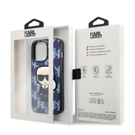 Karl Lagerfeld KLHCP13XPMNIKBL iPhone 13 Pro Max 6.7" hardcase blue/blue Monogram Ikonik Patch - Apple Cases - Cases - Techbox
