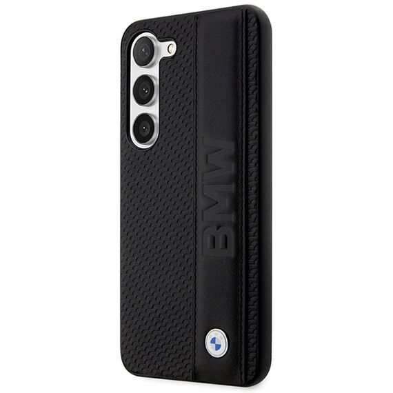 Case BMW BMHCS23M22RDPK S23+ S916 black/black hardcase Leather Textured &amp; Stripe | Techbox