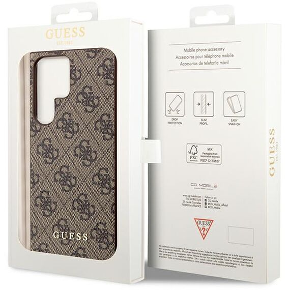 Guess GUHCS23LG4GFBR S23 Ultra S918 brown/brown hard case 4G Metal Gold Logo | Techbox