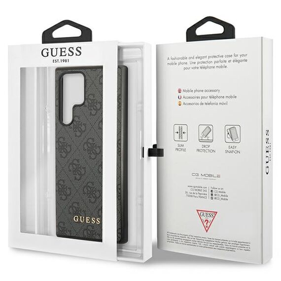 Guess GUHCS23LG4GFGR S23 Ultra S918 grey/grey hardcase 4G Metal Gold Logo | Techbox