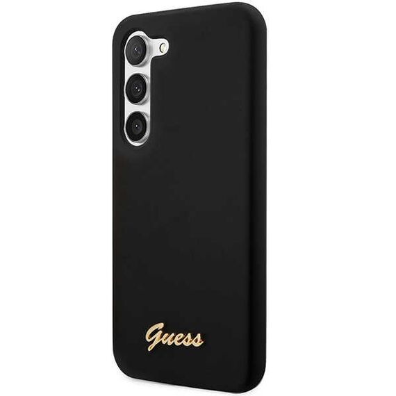 Guess GUHCS23MSLSMK S23+ S916 black/black hardcase Silicone Vintage Gold Logo | Techbox