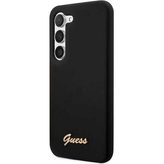Guess GUHCS23SSLSMK S23 S911 black/black hardcase Silicone Vintage Gold Logo - Samsung Cases - Cases - Techbox