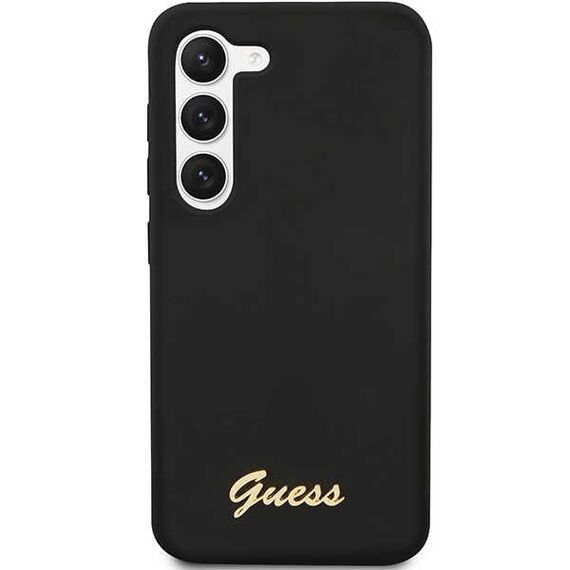 Guess GUHCS23SSLSMK S23 S911 black/black hardcase Silicone Vintage Gold Logo - Samsung Cases - Cases - Techbox