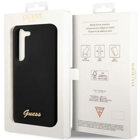 Guess GUHCS23SSLSMK S23 S911 black/black hardcase Silicone Vintage Gold Logo - Samsung Cases - Cases - Techbox