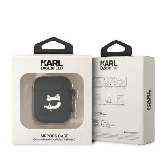 Karl Lagerfeld KLA2RUNCHK AirPods 1/2 cover black/black Silicone Choupette Head 3D - Smartphone Accessories - Cables & Accessories - Techbox