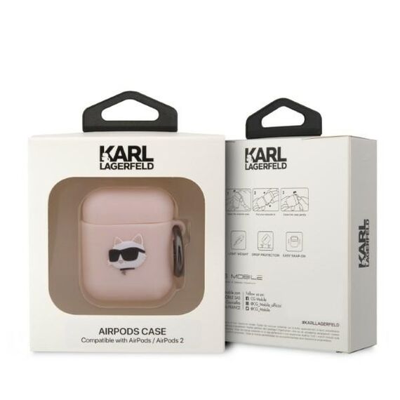 Karl Lagerfeld KLA2RUNCHP AirPods 1/2 cover pink/pink Silicone Choupette Head 3D - Smartphone Accessories - Cables & Accessories - Techbox