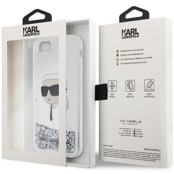 Karl Lagerfeld KLHCI8LNKHCH iPhone 7/8/ SE 2020/2022 silver/silver hardcase Glitter Karl Head - Uncategorized Cases (2) - Cases - Techbox