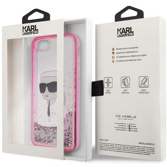 Karl Lagerfeld KLHCI8LNKHCP iPhone 7/8/ SE 2020/2022 pink/pink hardcase Glitter Karl Head - Uncategorized Cases (2) - Cases - Techbox