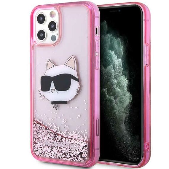 Karl Lagerfeld KLHCP12MLNCHCP iPhone 12/ 12 Pro 6.1" pink/pink hardcase Glitter Choupette Head | Techbox