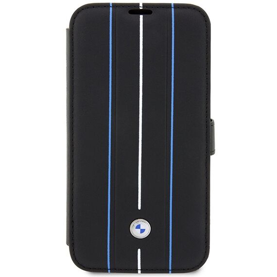 Case BMW BMBKP14L22RVSK iPhone 14 Pro 6.1" black/black bookcase Leather Stamp Blue Lines | Techbox
