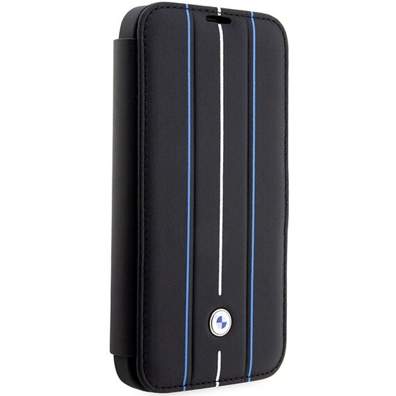 Case BMW BMBKP14L22RVSK iPhone 14 Pro 6.1" black/black bookcase Leather Stamp Blue Lines | Techbox