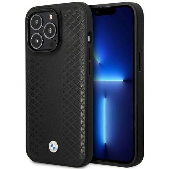 Case BMW BMHMP14X22RFGK iPhone 14 Pro Max 6.7" black/black Leather Diamond Pattern MagSafe - Apple Cases - Cases - Techbox