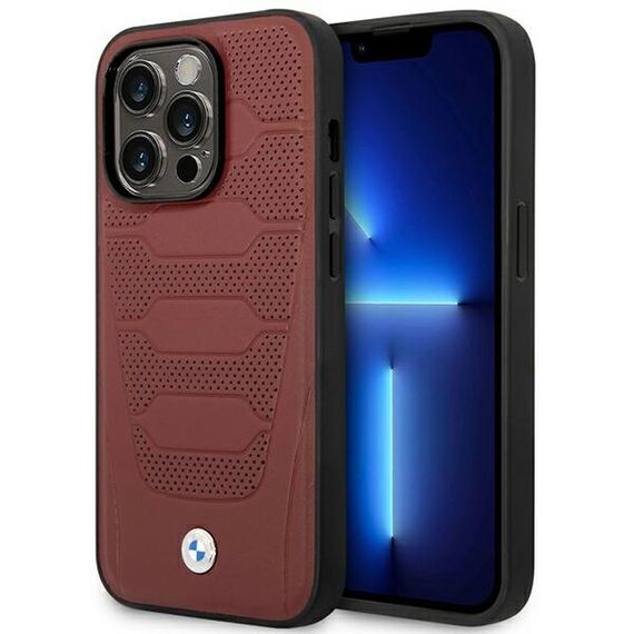 Case BMW BMHMP14X22RPSR iPhone 14 Pro Max 6.7" Burgundy/burgundy Leather Seats Pattern MagSafe - Apple Cases - Cases - Techbox