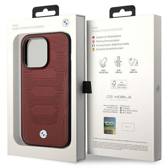 Case BMW BMHMP14X22RPSR iPhone 14 Pro Max 6.7" Burgundy/burgundy Leather Seats Pattern MagSafe - Apple Cases - Cases - Techbox
