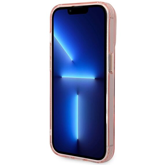 Guess GUHMP14XHTCMP iPhone 14 Pro Max 6.7" pink/pink hard case Gold Outline Translucent MagSafe | Techbox