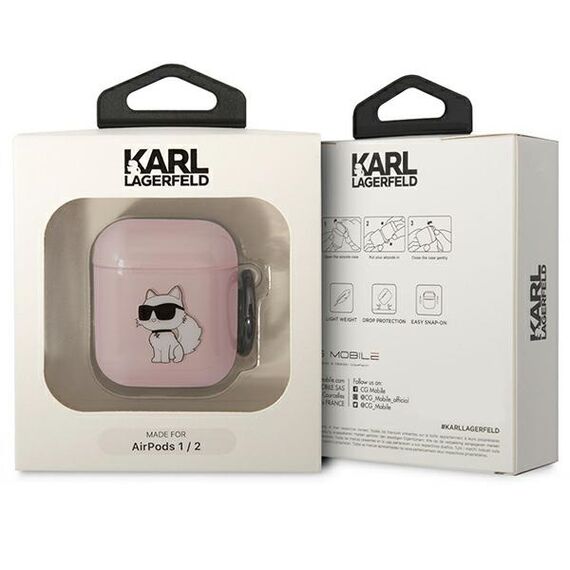 Karl Lagerfeld KLA2HNCHTCP Airpods 1/2 cover pink/pink Ikonik Choupette - Smartphone Accessories - Cables & Accessories - Techbox