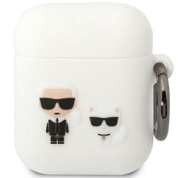 Karl Lagerfeld KLACA2SILKCW AirPods 1/2 cover white/white Silicone Karl &amp; Choupette - Smartphone Accessories - Cables & Accessories - Techbox