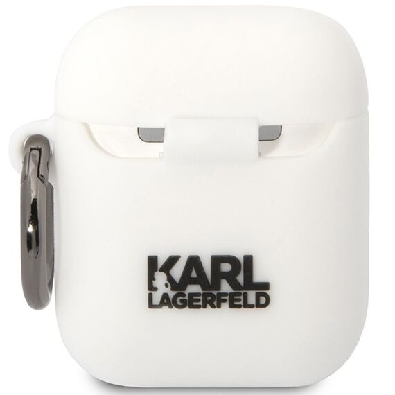 Karl Lagerfeld KLACA2SILKCW AirPods 1/2 cover white/white Silicone Karl &amp; Choupette - Smartphone Accessories - Cables & Accessories - Techbox