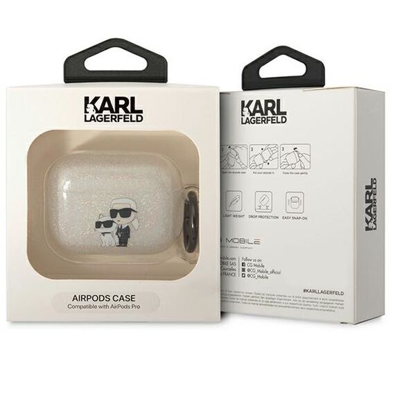 Karl Lagerfeld KLAPHNKCTGT Airpods Pro cover transparent Gliter Karl&amp;Choupette - Smartphone Accessories - Cables & Accessories - Techbox