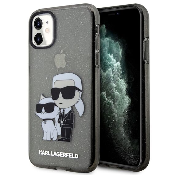 Karl Lagerfeld KLHCN61HNKCTGK iPhone 11 / Xr 6.1" black/black hardcase Gliter Karl&amp;Choupette | Techbox