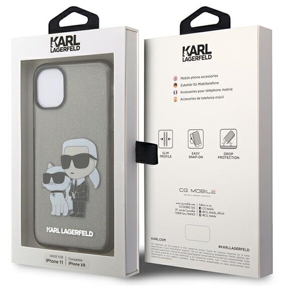 Karl Lagerfeld KLHCN61HNKCTGK iPhone 11 / Xr 6.1" black/black hardcase Gliter Karl&amp;Choupette | Techbox