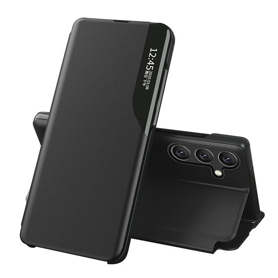 Eco Leather View Case cover for Samsung Galaxy A24 4G with a flip stand black | Techbox