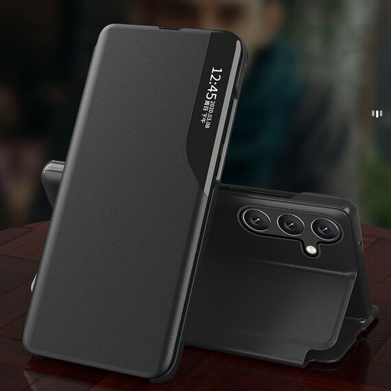 Eco Leather View Case cover for Samsung Galaxy A24 4G with a flip stand black | Techbox