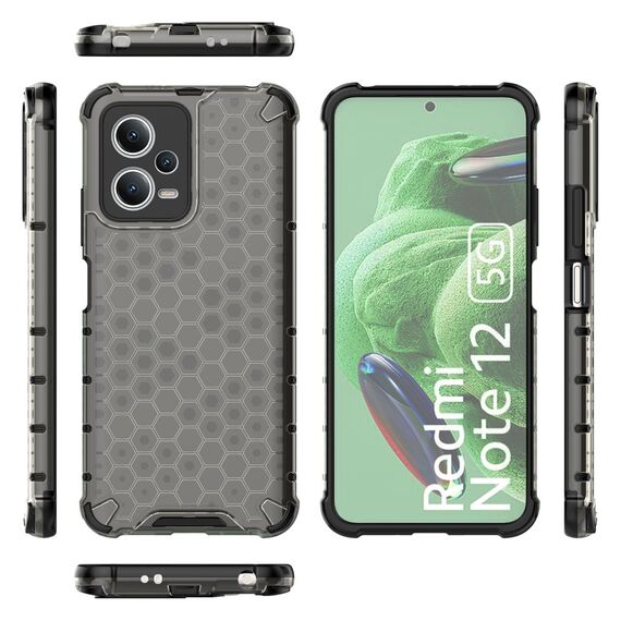 Honeycomb case for Xiaomi Redmi Note 12 5G / Poco X5 5G armored hybrid cover black | Techbox