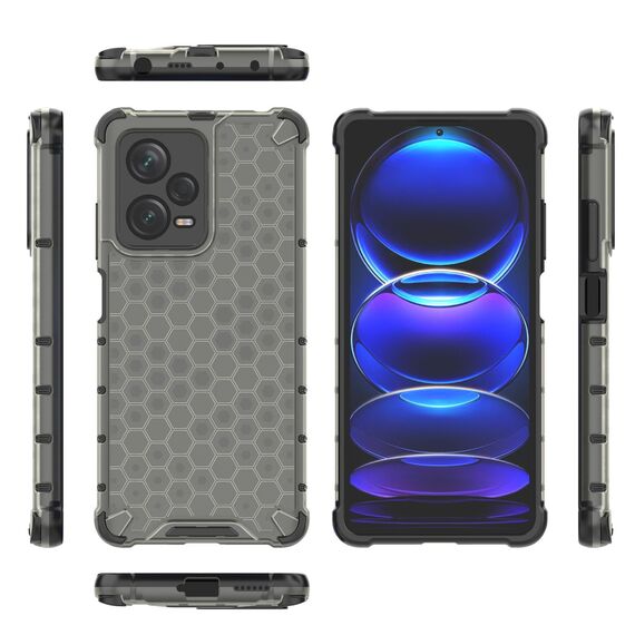 Honeycomb case for Xiaomi Redmi Note 12 Pro+ armored hybrid cover black | Techbox
