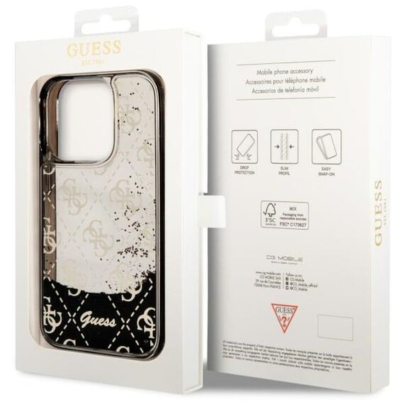 Guess GUHCP14LLC4PSGK iPhone 14 Pro 6.1" black/black hardcase Liquid Glitter 4G Transculent - Apple Cases - Cases - Techbox