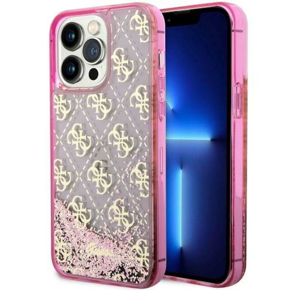 Guess GUHCP14LLC4PSGP iPhone 14 Pro 6.1" pink/pink hardcase Liquid Glitter 4G Transculent | Techbox