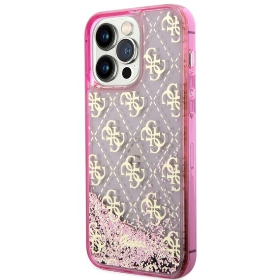 Guess GUHCP14XLC4PSGP iPhone 14 Pro Max 6.7" pink/pink hardcase Liquid Glitter 4G Transculent - Apple Cases - Cases - Techbox