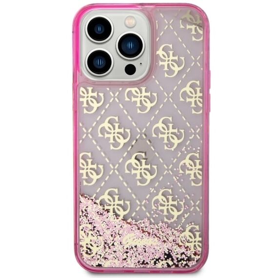 Guess GUHCP14XLC4PSGP iPhone 14 Pro Max 6.7" pink/pink hardcase Liquid Glitter 4G Transculent - Apple Cases - Cases - Techbox
