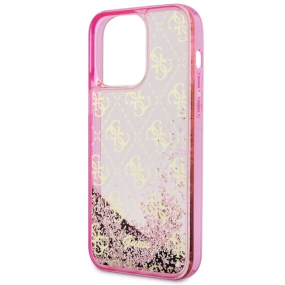 Guess GUHCP14XLC4PSGP iPhone 14 Pro Max 6.7" pink/pink hardcase Liquid Glitter 4G Transculent - Apple Cases - Cases - Techbox