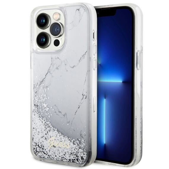 Guess GUHCP14XLCSGSGH iPhone 14 Pro Max 6.7" white/white hardcase Liquid Glitter Marble - Apple Cases - Cases - Techbox