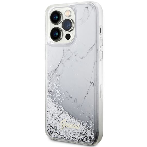 Guess GUHCP14XLCSGSGH iPhone 14 Pro Max 6.7" white/white hardcase Liquid Glitter Marble - Apple Cases - Cases - Techbox