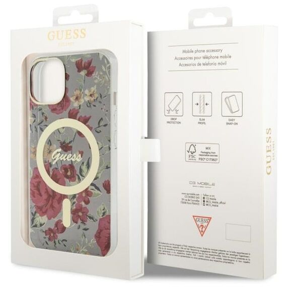 Guess Flower MagSafe case for iPhone 14 - green | Techbox