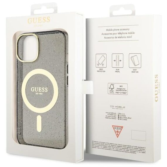 Guess Glitter Gold MagSafe case for iPhone 14 - black - Uncategorized Cases (2) - Cases - Techbox