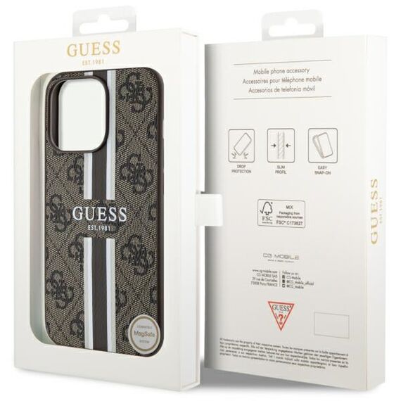 Guess GUHMP13XP4RPSW iPhone 13 Pro Max 6.7" brown/brown hardcase 4G Printed Stripes MagSafe | Techbox