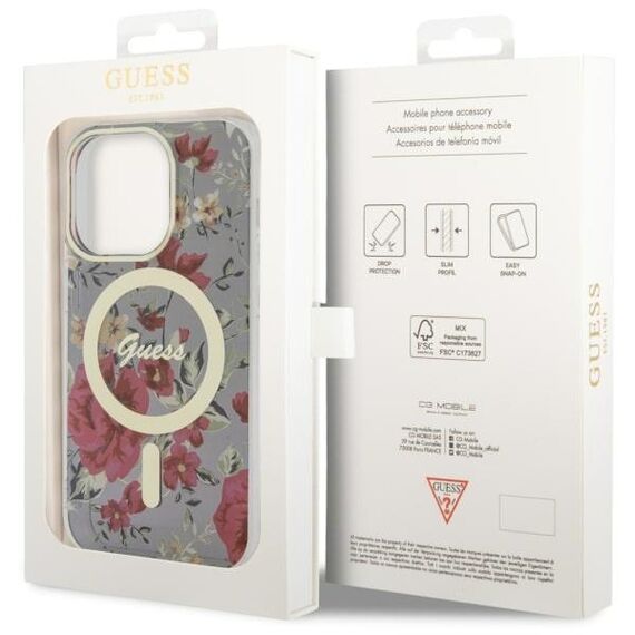 Guess GUHMP14LHCFWSA iPhone 14 Pro 6.1" green/khaki hardcase Flower MagSafe - Apple Cases - Cases - Techbox