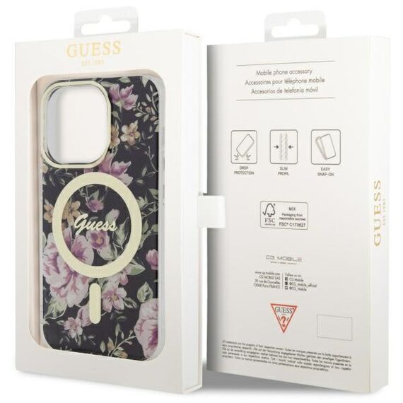 Guess GUHMP14LHCFWSK iPhone 14 Pro 6.1" black/black hardcase Flower MagSafe - Apple Cases - Cases - Techbox