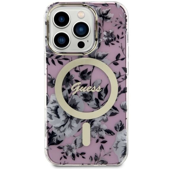 Guess GUHMP14LHCFWSP iPhone 14 Pro 6.1" pink/pink hardcase Flower MagSafe - Apple Cases - Cases - Techbox