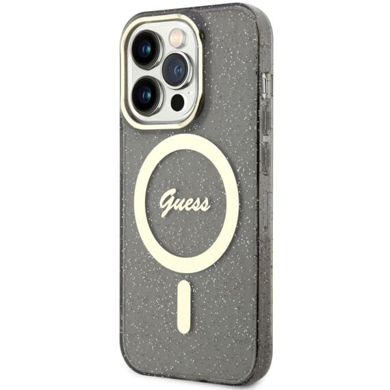 Guess GUHMP14LHCMCGK iPhone 14 Pro 6.1" black/black hardcase Glitter Gold MagSafe | Techbox