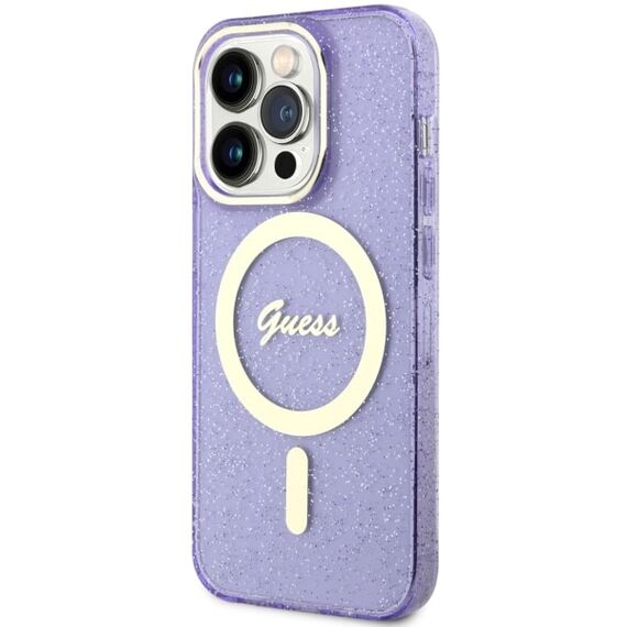 Guess GUHMP14LHCMCGU iPhone 14 Pro 6.1" purple/purple hardcase Glitter Gold MagSafe - Apple Cases - Cases - Techbox
