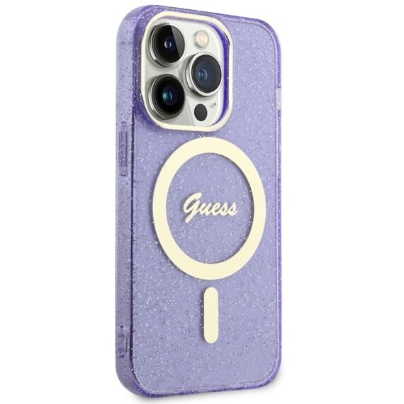 Guess GUHMP14LHCMCGU iPhone 14 Pro 6.1" purple/purple hardcase Glitter Gold MagSafe - Apple Cases - Cases - Techbox