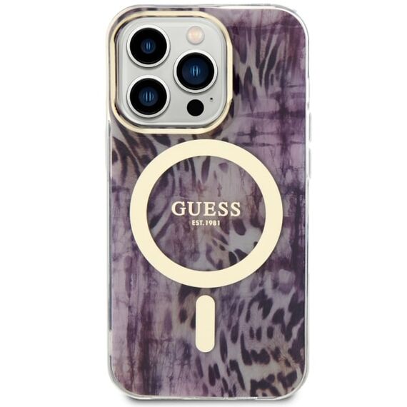 Guess GUHMP14LHLEOPWP iPhone 14 Pro 6.1" pink/pink hardcase Leopard MagSafe | Techbox