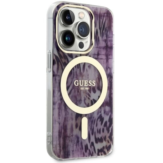 Guess GUHMP14LHLEOPWP iPhone 14 Pro 6.1" pink/pink hardcase Leopard MagSafe | Techbox