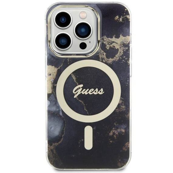 Guess GUHMP14LHTMRSK iPhone 14 Pro 6.1" black/black hardcase Golden Marble MagSafe - Apple Cases - Cases - Techbox