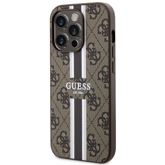Guess GUHMP14LP4RPSW iPhone 14 Pro 6.1" brown/brown hardcase 4G Printed Stripes MagSafe | Techbox