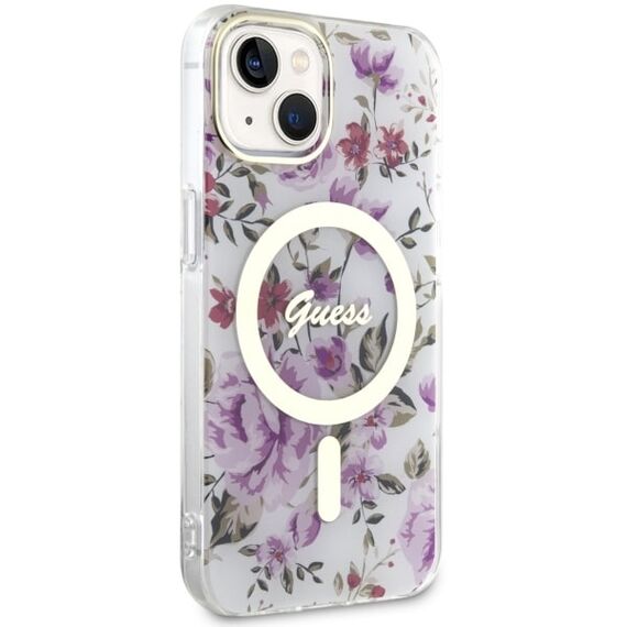Guess GUHMP14MHCFWST iPhone 14 Plus 6.7" transparent hardcase Flower MagSafe - Apple Cases - Cases - Techbox